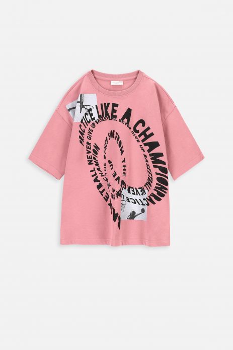 T-shirt with short sleeves powder pink with print 2