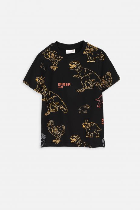 T-shirt with short sleeves black with dinosaur print