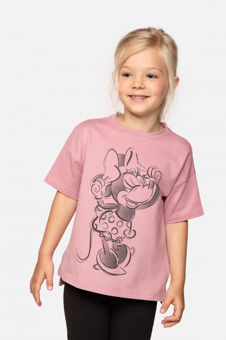 T-shirt with short sleeves powder pink with print, MICKEY MOUSE license