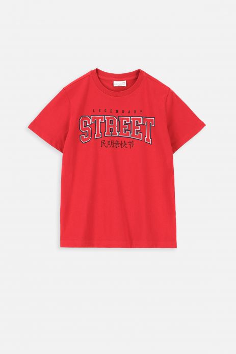 T-shirt with short sleeves red with inscriptions