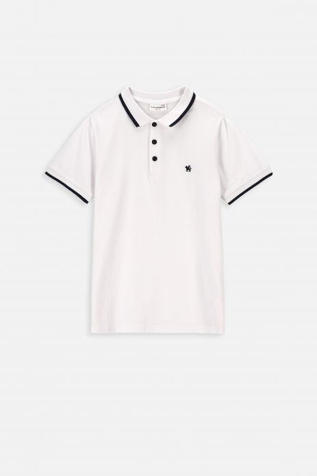 T-shirt with short sleeves white with polo collar 2