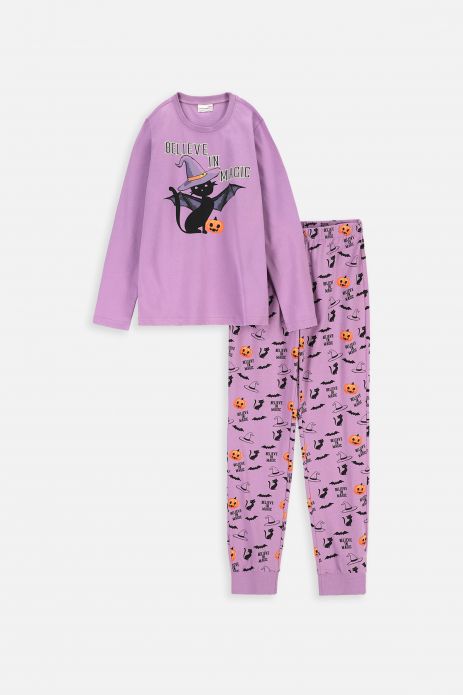 Pyjamas multicolored cotton with long sleeves, glow in the dark print