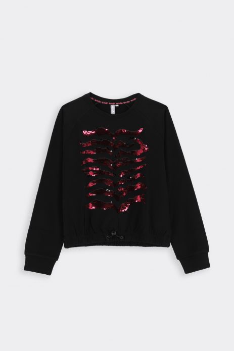 Girls' unzipped sweatshirt with sequin graphics 2