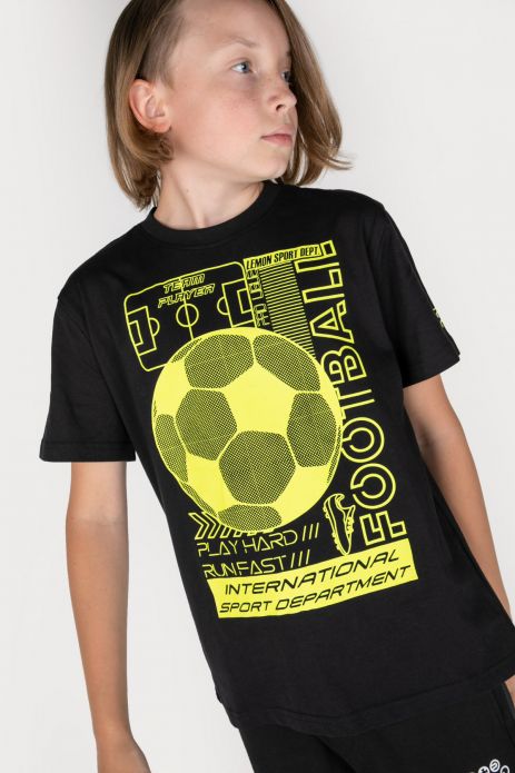 Boys' short-sleeve T-shirt model basic, cu grafică