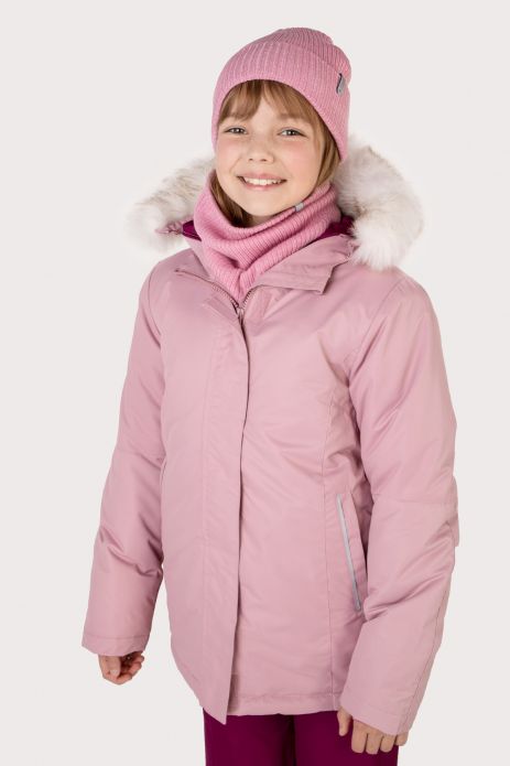Girls' ski jacket with fleece lining and DWR coating