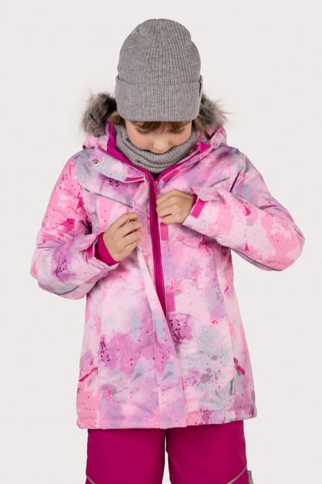 Girls' ski jacket with fleece lining and TEFLON coating