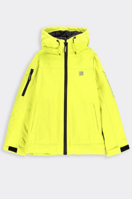 Boys' transitional jacket with a hood and DWR coating