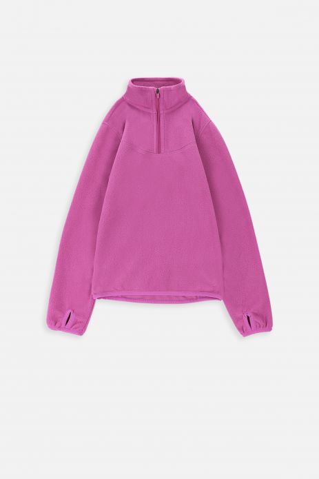 Girls' unzipped sweatshirt fleece with a stand-up collar 2
