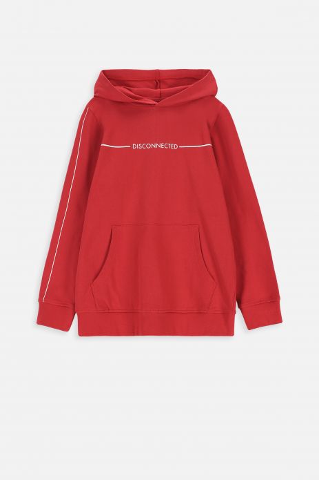 Sweatshirt with a hood red kangaroo with prints 2