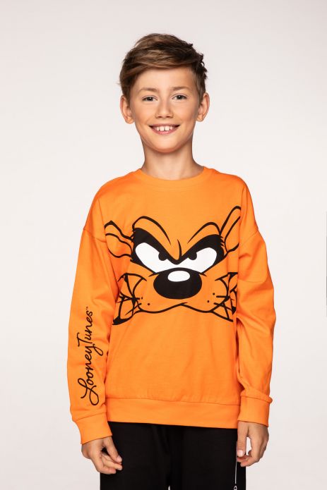 T-shirt with long sleeves LOONEY TUNES orange with print - Tasmanian Devil