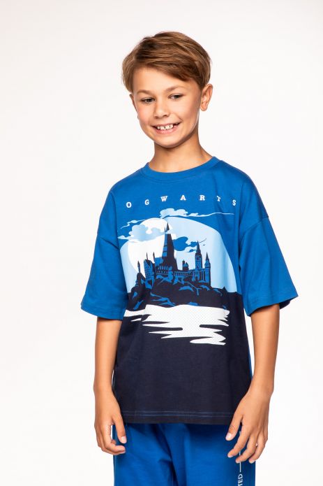 T-shirt with short sleeves HARRY POTTER cobalt with print - Hogwart