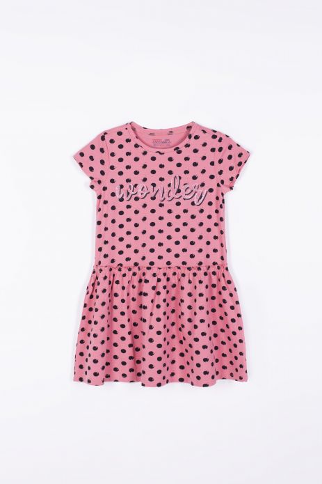 Knitted dress With a polka dot print and glitter inscription"