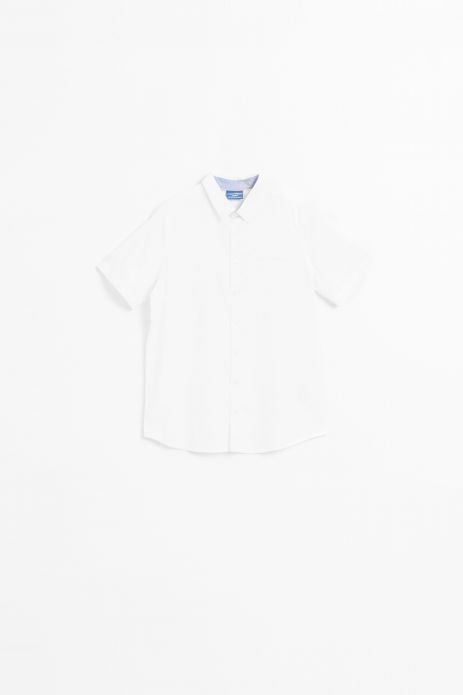 Shirt with short sleeves White, with a classic collar