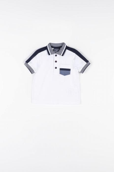 T-shirt With polo collar and contrasting stripes