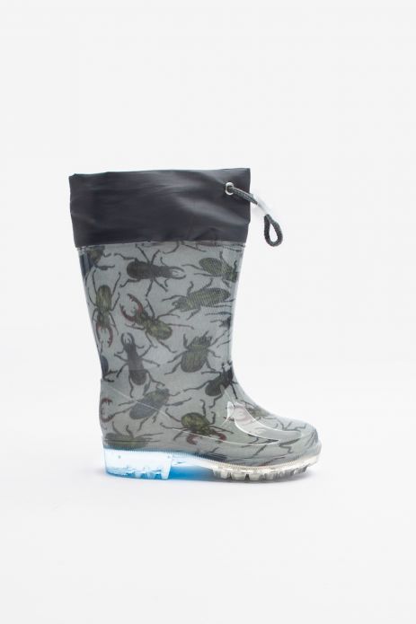 Rain boots with drawstring With a print and textured sole