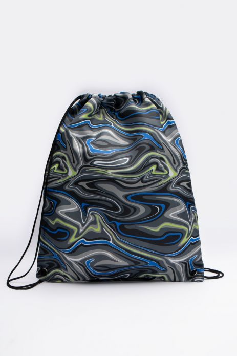 Backpack sack printed with abstract patterns