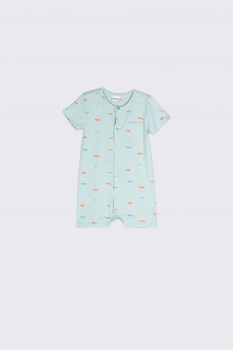 Romper with short sleeves mint with fish print