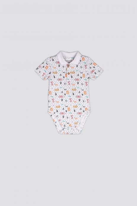 Body with short sleeves white with a collar and an abstract pattern