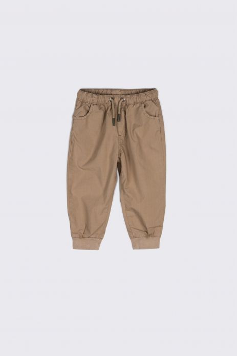 Fabric trousers khaki with a binding at the waist 