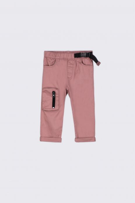 Fabric trousers burgundy fastened with a buckle