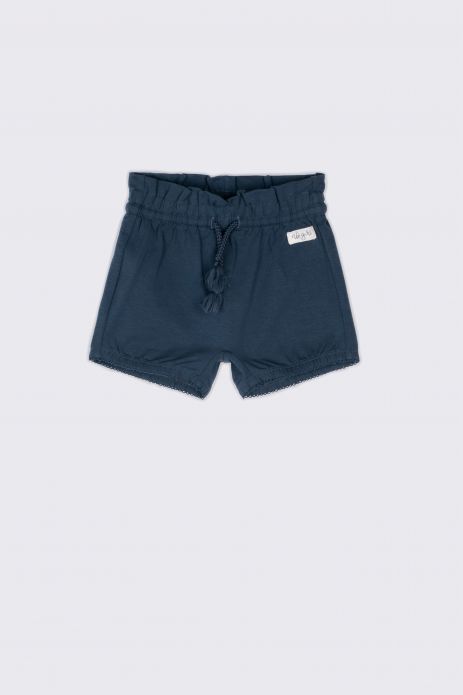 Shorts navy blue with shirring and a bow