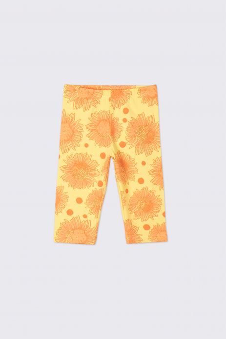 Short leggings yellow with a flower motif