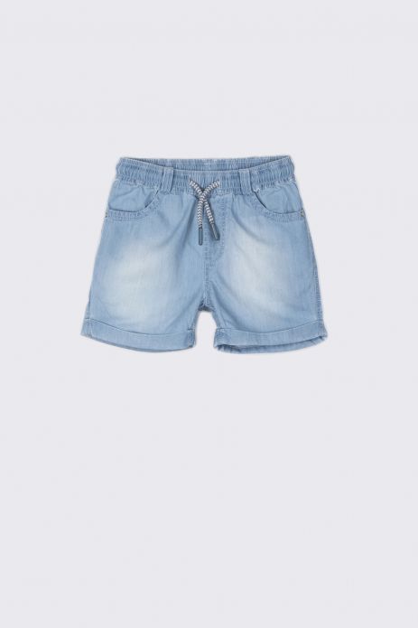 Shorts blue jeans with a binding at the waist