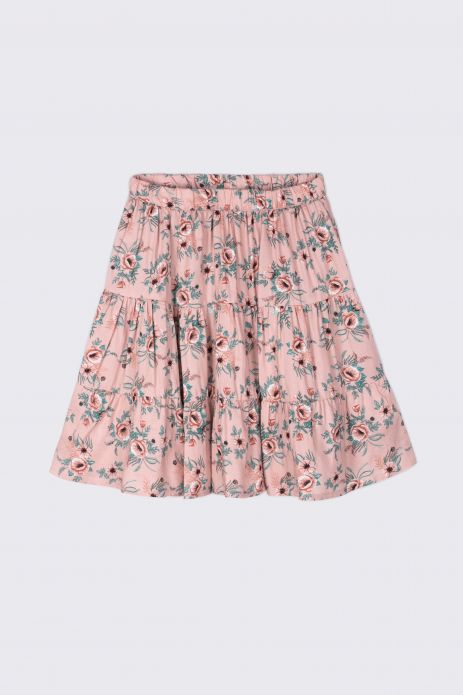 Fabric skirt pink with a floral motif 