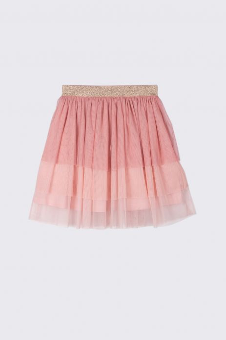 Tulle skirt pink with a decorative elastic waist  2