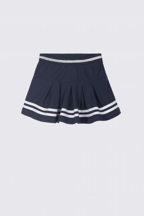 Knitted skirt navy blue with metallic stripes
