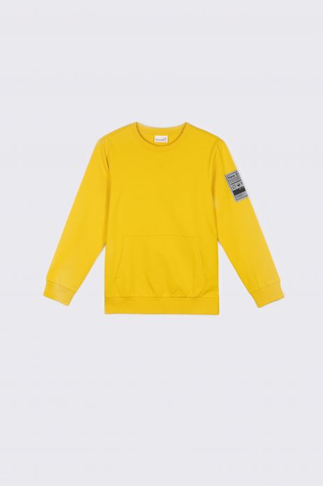 Sweatshirt yellow with a pouch pocket 2