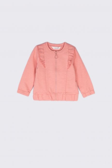 Zipped sweatshirt pink with frills