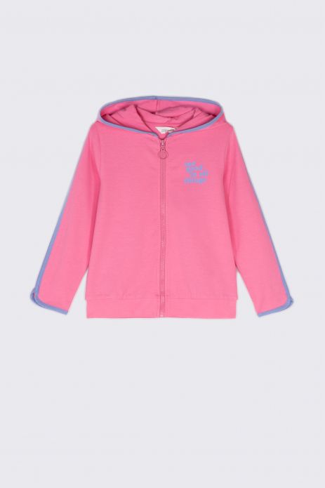 Zipped sweatshirt pink with a hood