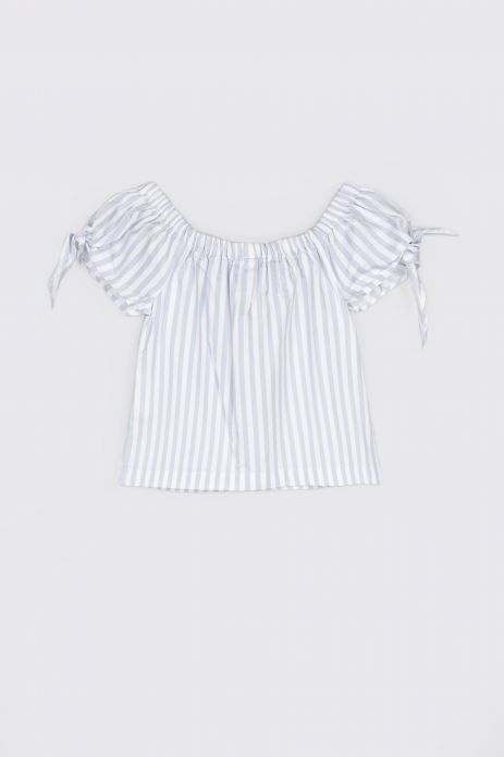 Blouse with short sleeves multicolored stripes in the Spanish type 