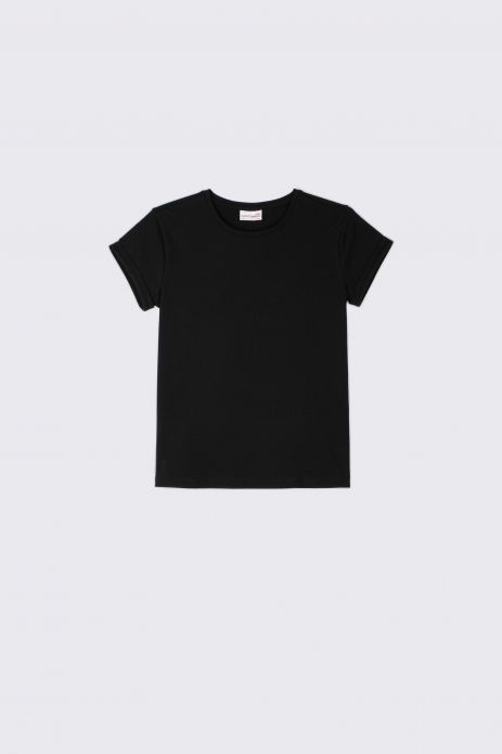 T-shirt with short sleeves black smooth