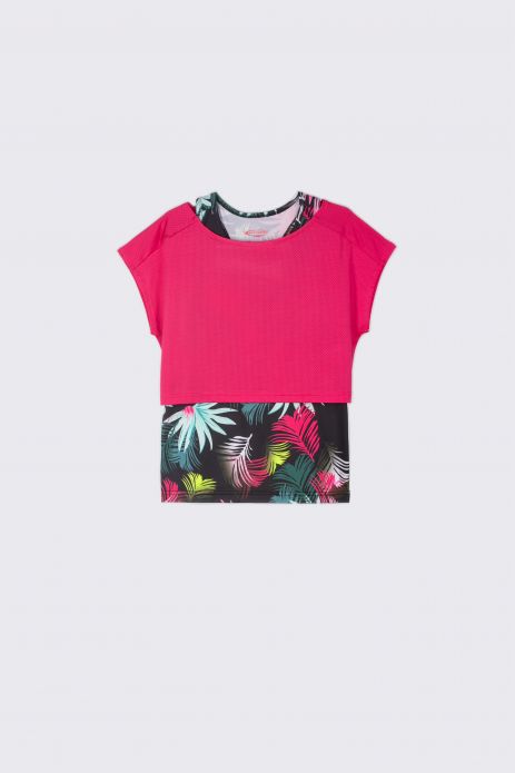 T-shirt with short sleeves pink two-layer