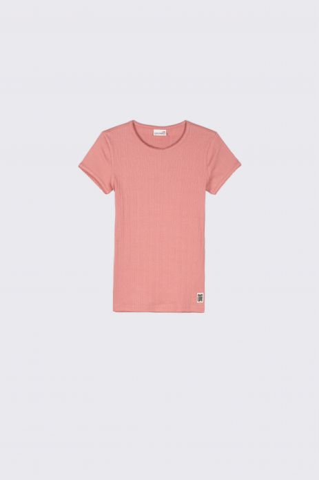 T-shirt with short sleeves pink with stripes and decorations