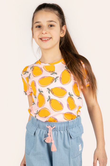 T-shirt with short sleeves multicolored with a fruit motif 