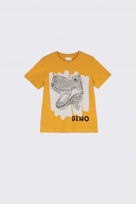T-shirt with short sleeves beige with dinosaur motif
