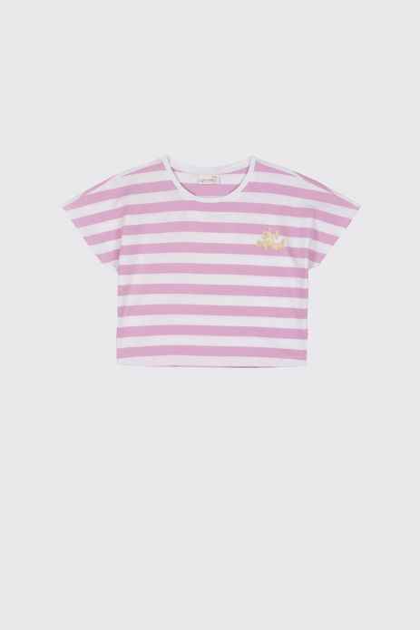 T-shirt with short sleeves in pink stripes 2