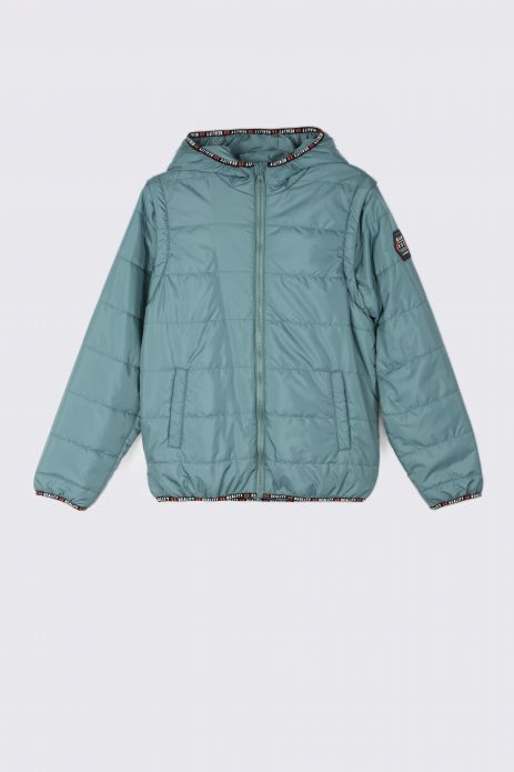 Transitional jacket turquoise with detachable sleeves
