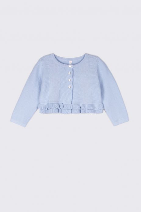 Zipped sweater blue with frills 