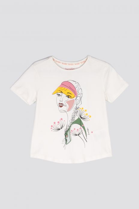 Girls' T-shirt with short sleeves basic with graphics