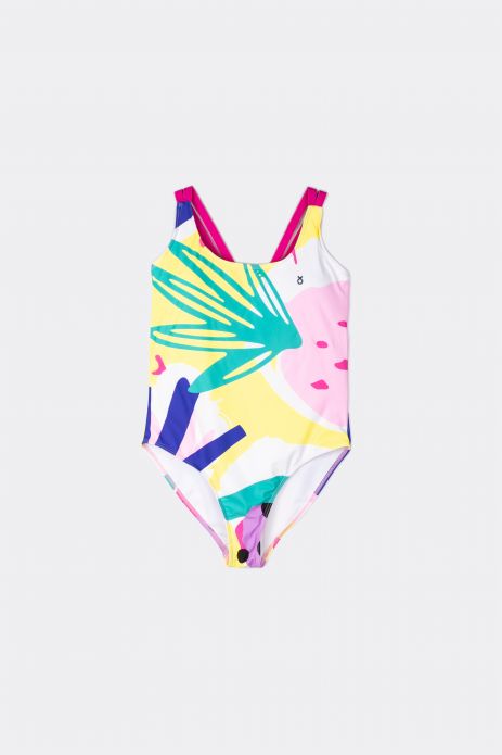 Youth swimwear one-piece with decorative rubber 