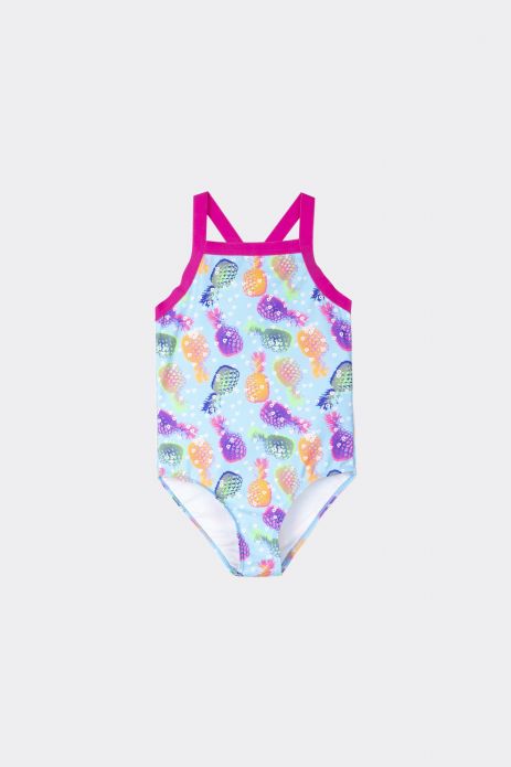 Girls' swimsuit one-piece with decorative rubber 