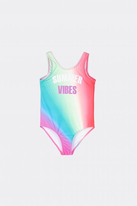 Girls' swimsuit one-piece with a colorful print 