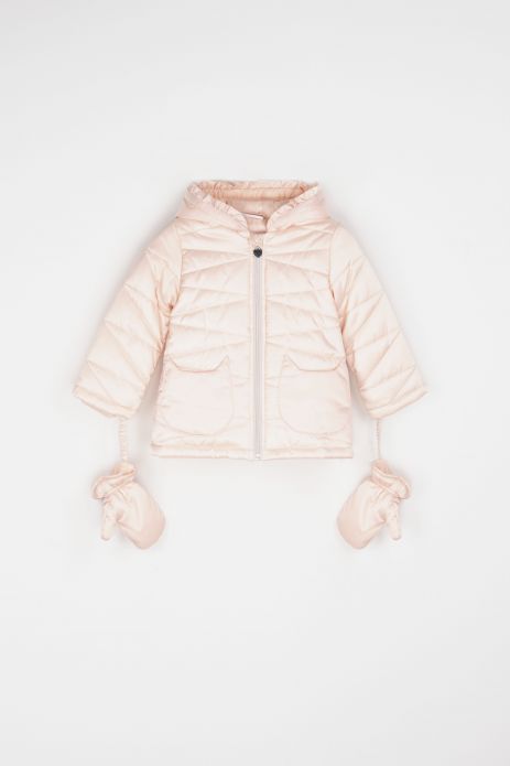 Winter jacket pink with a hood