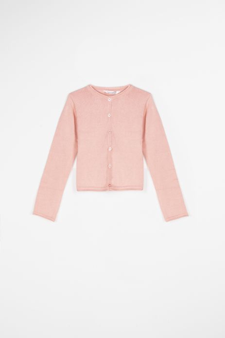 Zipped sweater pink with buttons