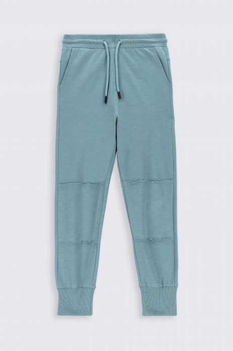 Sweatpants turquoise with pockets and decorative stitching 2