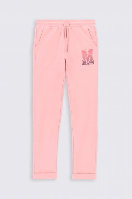 Sweatpants pink with pockets and a drawstring at the waist 2